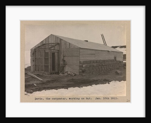 Davies, the carpenter, working on the hut by Herbert George Ponting