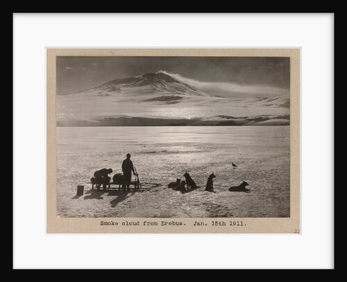 A dog-sledge team with Erebus in the background by Herbert George Ponting