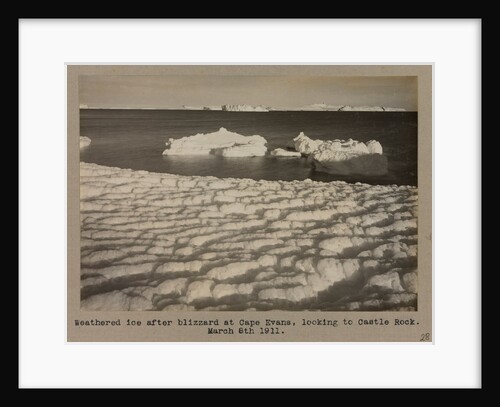 Weathered ice after blizzard at Cape Evans, looking to Castle Rock. by Herbert George Ponting