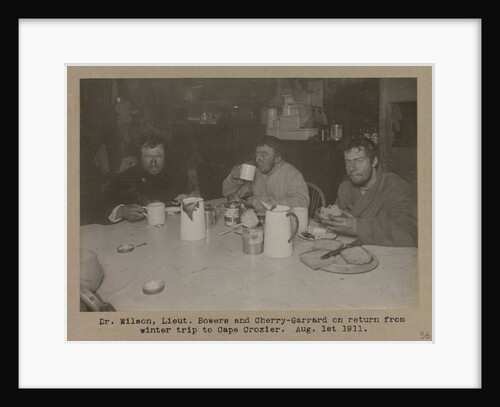 Dr. Wilson, Lieutenant Bowers and Cherry-Garrard on return from winter trip to Cape Crozier by Herbert George Ponting