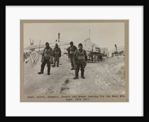 Captain Scott, Simpson, Bowers and Evans leaving for the West Mts by Herbert George Ponting