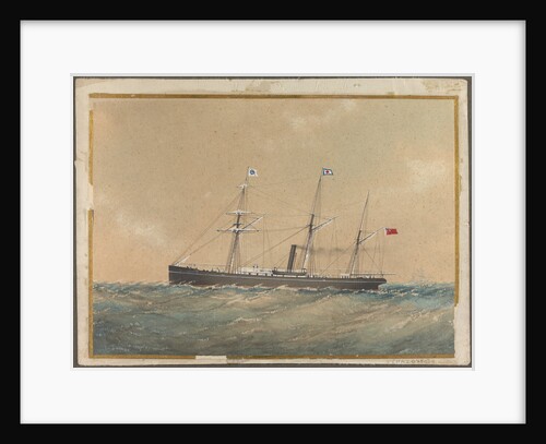 Screw steam ship flying Satsuma flag, probably 'Lotus' by Unknown