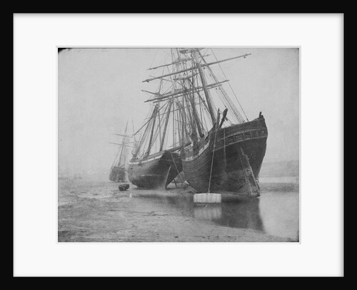 Stern views of the 'Mary of St Ives' and the 'Liberty of Teignmouth' dried out at Swansea. Inversed digital file to create b&w positive by Calvert Richard Jones