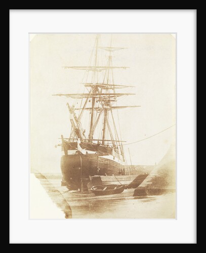 Port bow view of an unidentified brig dried out off the quayside, possibly at Swansea by Calvert Richard Jones