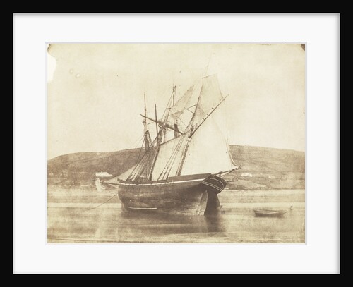 Schooner with sails set, dried out at Swansea by Calvert Richard Jones
