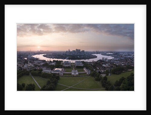 UAV drone photography: National Maritime Museum, Queens House, Cutty Sark, river Thames and City of London by National Maritime Museum