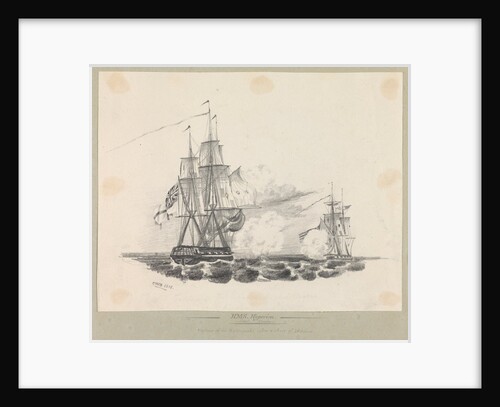 HMS 'Hyperion' Capt Cunby. Capture of the Rattlesnake after a chase of 48 hours by Midshipman Charles W. Browne