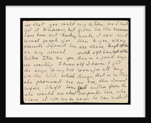 Letter from Marion Wright to her father (second page), 16 Mar 1912, preparations for her voyage to New York on 'Titanic' by Marion Wright