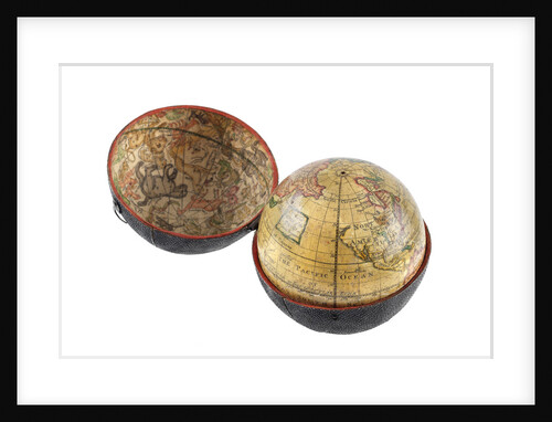 Terrestrial and celestial pocket globe, in case by Unknown