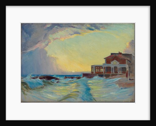 A beach seascape with a resort building, Le Croisic by Unknown