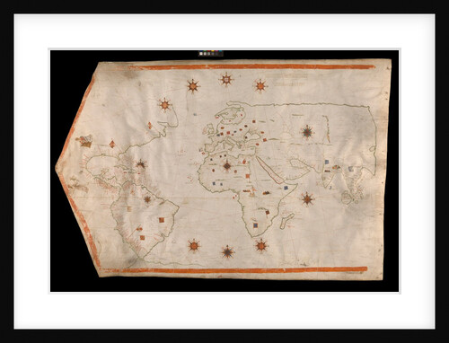World map on vellum by Brother of Giovanni Verrazano