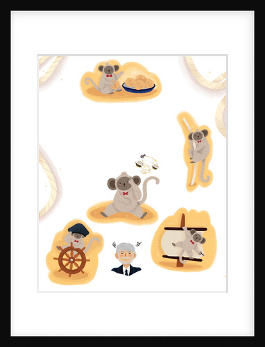 Children's book "At Sea Without Tea - The Great Cutty Sark Adventure": the Captain and monkeys by Giulia Casarotto