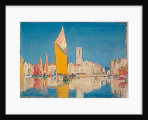 Unidentified harbour scene - the yellow sail by Unknown