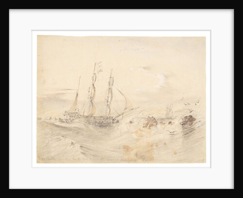 HMS Rattlesnake running through the coral barrier on the Louisiade Archipelago, 1849 by Dent & Co.