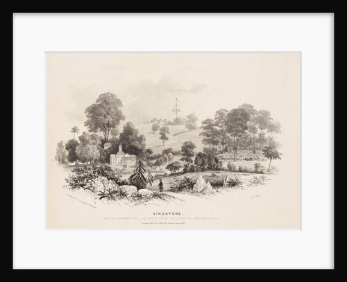Singapore, view of Government Hill, the English burial ground and the Armenian church,First illustration in pamphlet Six views of Singapore and Macao from drawings made on the spot in 1840 by unknown