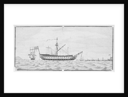 View of HMS 'St George' after being on shore on the bar of Lisbon (1785) by G. B. Lawrence