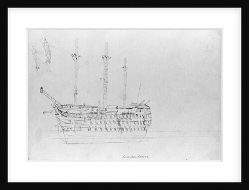 A sketch of HMS 'Camperdown' by Robert Strickland Thomas
