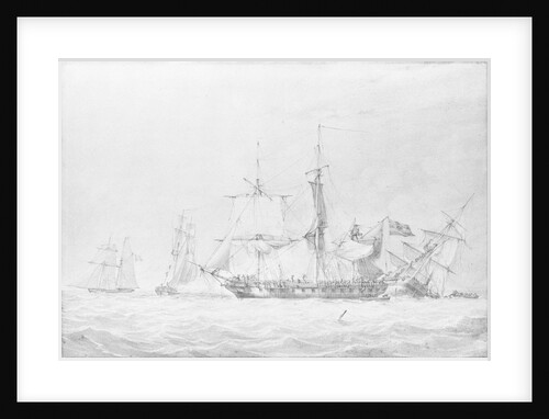 The corvette 'Bordelais' sinking a French man-of-war by John Cantiloe Joy