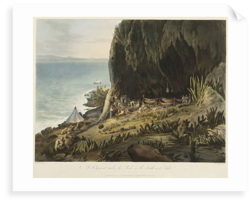 Picturesque views of the Diamond Rock: a lodgement under the rock on the south-west side by John Eckstein