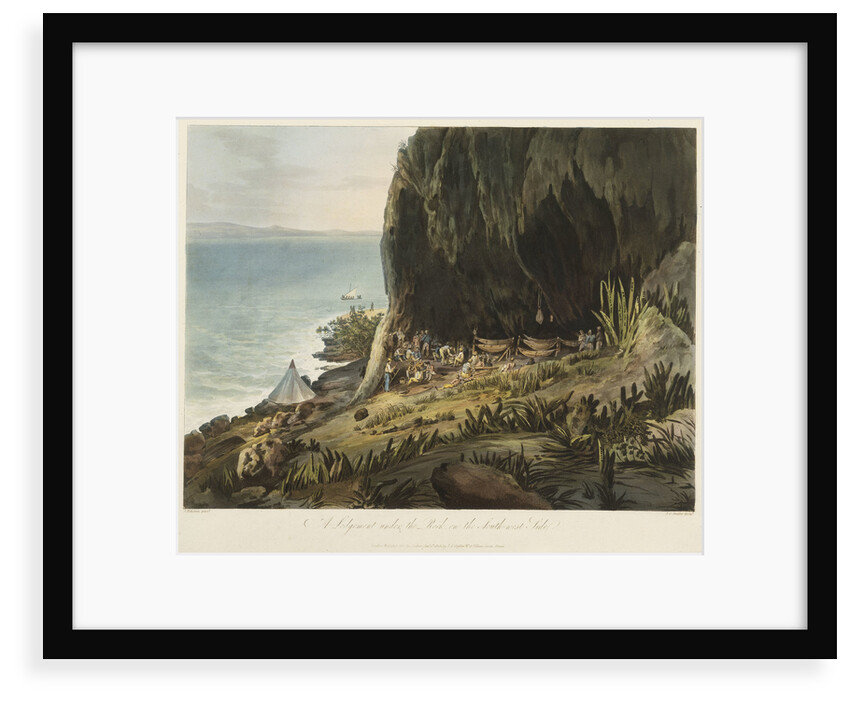 Picturesque views of the Diamond Rock: a lodgement under the rock on the south-west side by John Eckstein