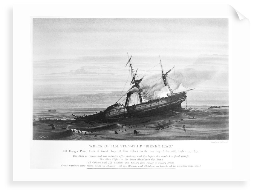 Wreck of HM steamship 'Birkenhead' by Ralph Shelton Bond