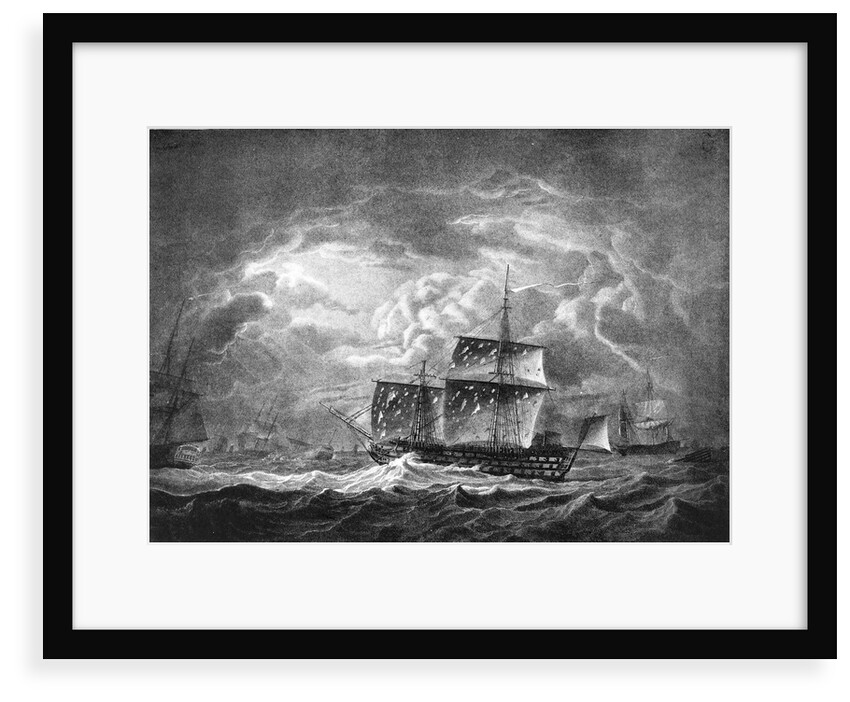 Victory... in the Gale that succeeded the Battle of Trafalgar,  the remains of... Nelson on board by Robert Dodd