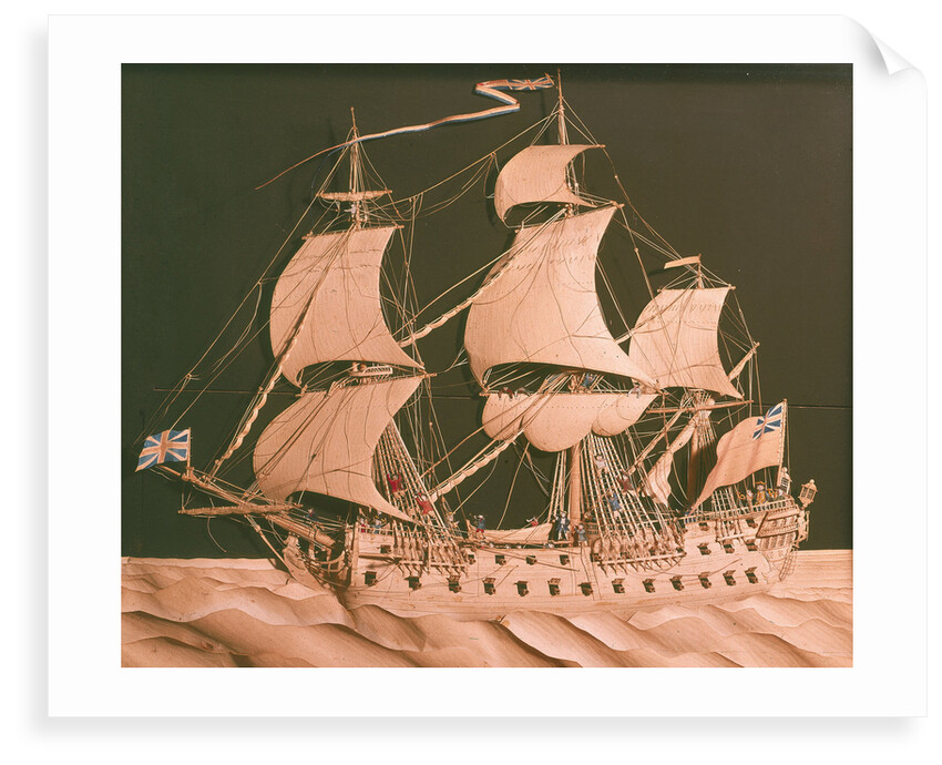 Paper sculpture of a 64-gun ship by Augustine Walker