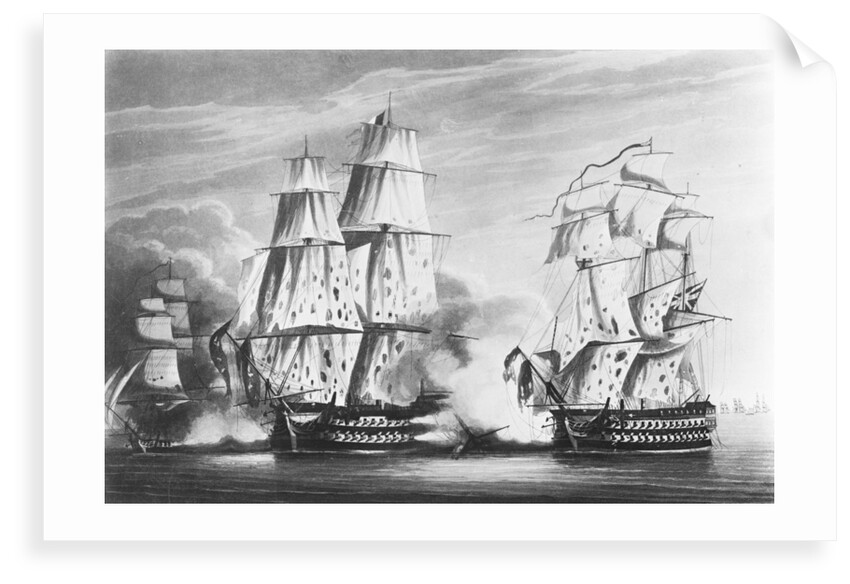 The action between HMS 'Victorious... H.M. Brig 'Weazel and a French Squadron by Clark