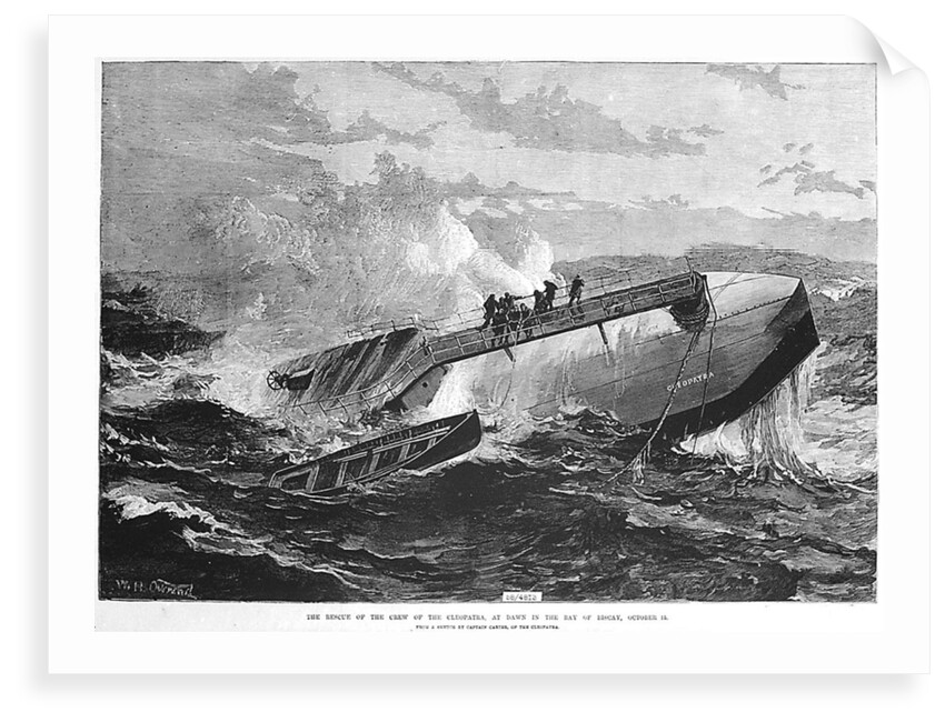 The rescue of the crew of the 'Cleopatra', at dawn in the Bay of Biscay by Unknown