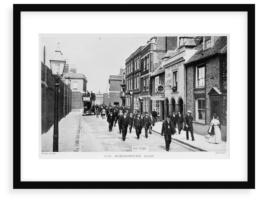 Newspaper print of The Marlborough Gate in Portsmouth dockyard by Cribb