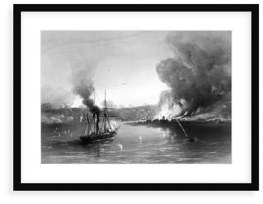 HMS 'Firefly' destroying the magazines at Brandon, Gulf of Bothnia by Thomas Goldsworth Dutton