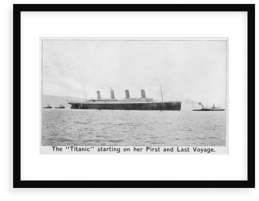 Passenger liner 'Titanic' (Br, 1912) Oceanic Steam Nav Co Ltd, (Ismay Imrie & Co Ltd, managers) (White Star Line): under tow leaving Belfast by unknown