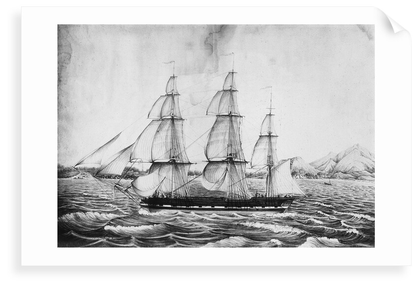 Florentia Captain Wimble, passing through Telleberry Roads February 1st 1825, coast of Malabar by Neve