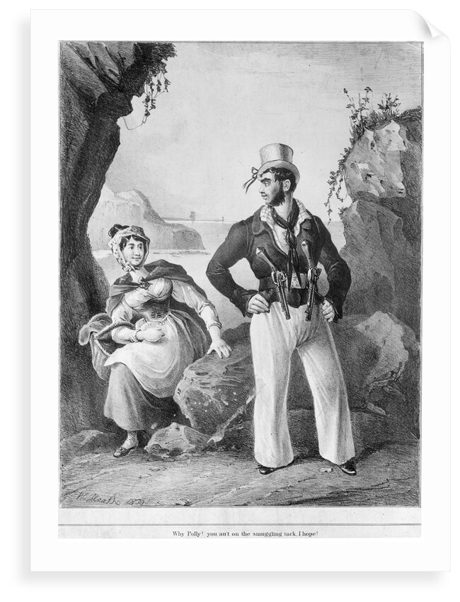 Why Polly! you an't on the smuggling tack, I hope! (Armed sailor addressing lady with a basket) by William Heath