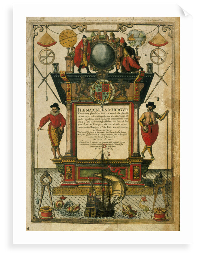 Frontispiece of 'The Mariner's Mirror' (1588) written by Lucas Jansz Waghenaer (1533-1606) by Theodore de Bry