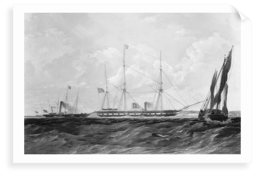 Wooden paddle steamer HMS 'Sidon' (1846) under way by Thomas Goldsworth Dutton