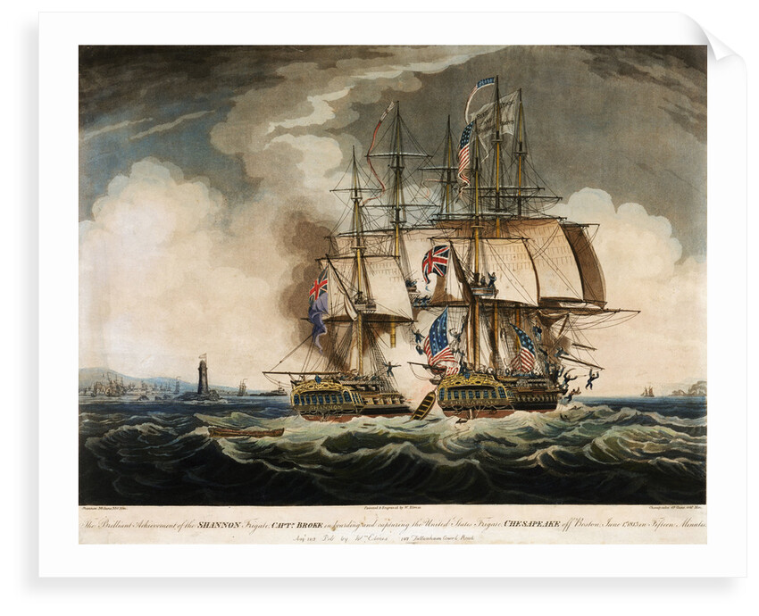 HMS 'Shannon' in battle with the American Frigate 'Chesapeake', 1 June 1813 by W. Elmes