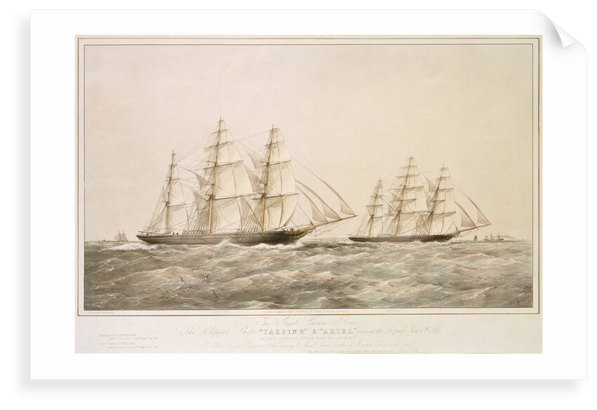The Great China Race: the Clipper Ships 'Taeping' & 'Ariel' passing the Lizard 6 September 1866 on their homeward voyage from Foo-Chow-Foo by Thomas Goldsworth Dutton