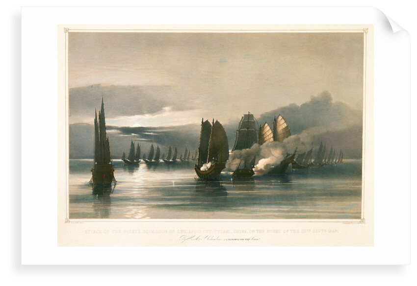 Attack on the pirate squadron of Chuiapoo, off Tysami, China, 28 September 1849 by Edward Cree
