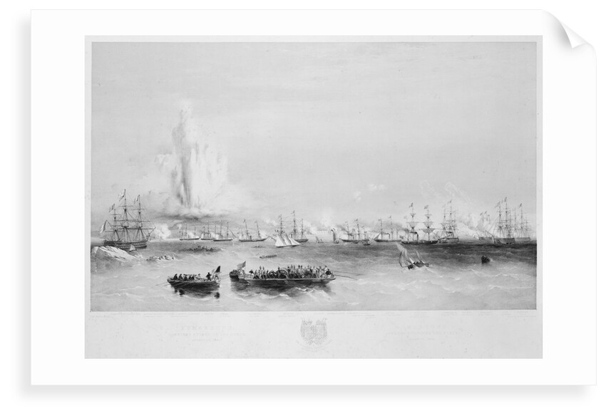 The English and French fleets in the Baltic: combined attack on the forts at Bomarsund, 15 August 1854 by Oswald Walter Brierly