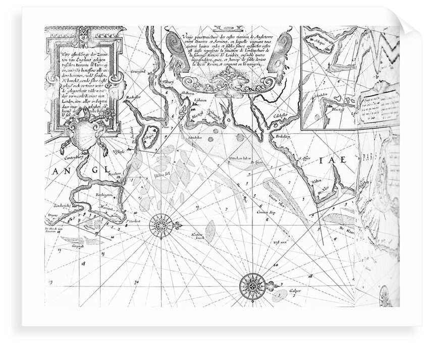 The Thames Estuary from The Sea-Mirrour atlas by Willem Janszoon Blaeu, published in Amsterdam in 1633 by Willem Janszoon Blaeu
