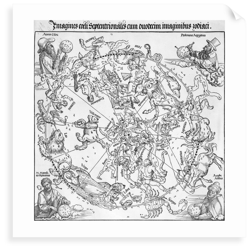 Pair of maps of the Northern and Southern Celestial Hemispheres by Albrecht Dürer