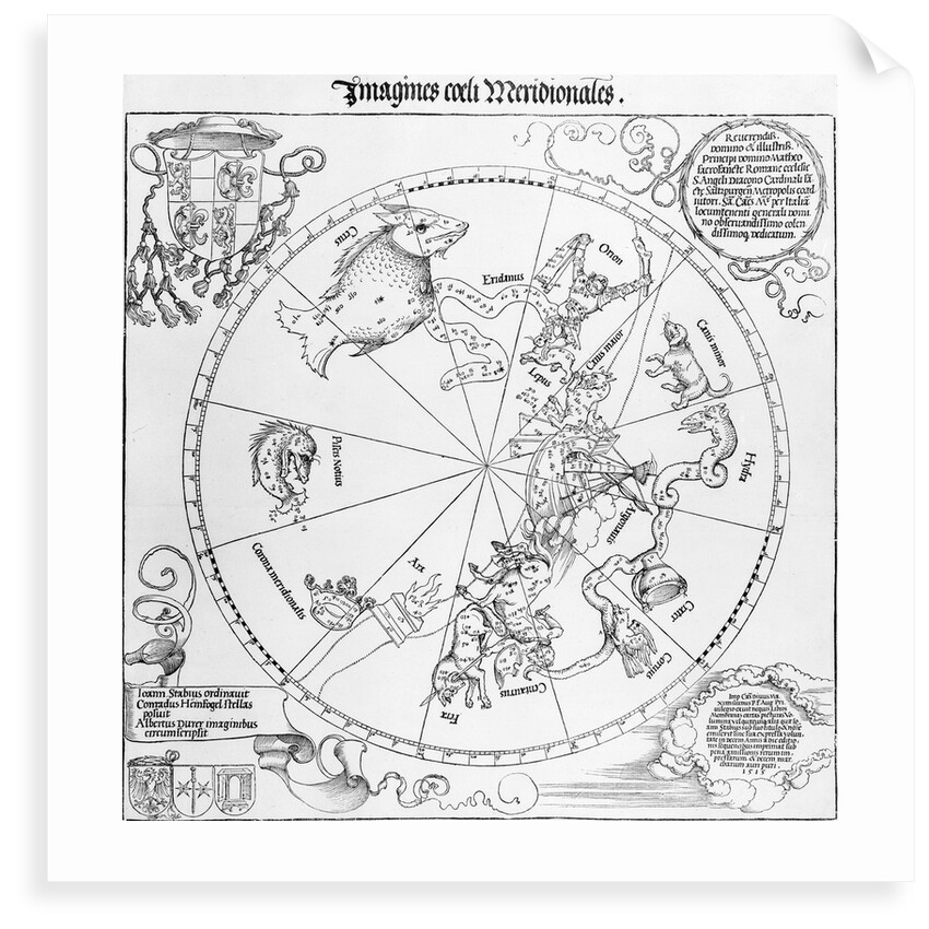 Pair of maps of the Northern and Southern Celestial Hemispheres by Albrecht Dürer