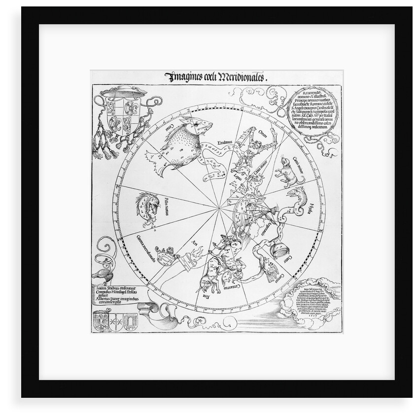 Pair of maps of the Northern and Southern Celestial Hemispheres by Albrecht Dürer