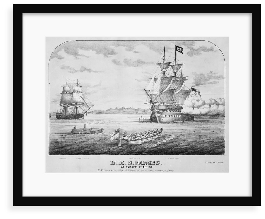 H. M. S. Ganges at target practice by C. Boone