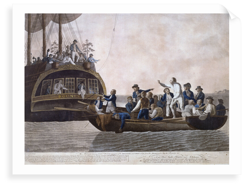 The Mutineers turning Lt William Bligh and part of the officers and crew adrift from HMS 'Bounty', 29 April 1789 by Robert Dodd