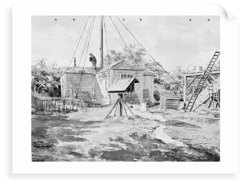 A drawing of a magnetic observatory by unknown