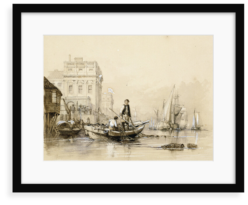 'Jack helping Freeman the fisherman' [off Greenwich Hospital]. Original illustration for Marryat's 'Poor Jack' (1840) by Clarkson Stanfield
