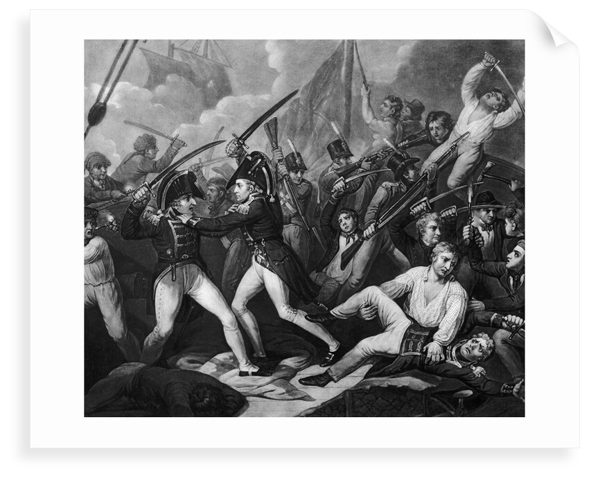 The Battle of Trafalgar, 1805: Captain Harvey of the 'Temeraire' clearing the deck of French and Spaniards by Gillbank