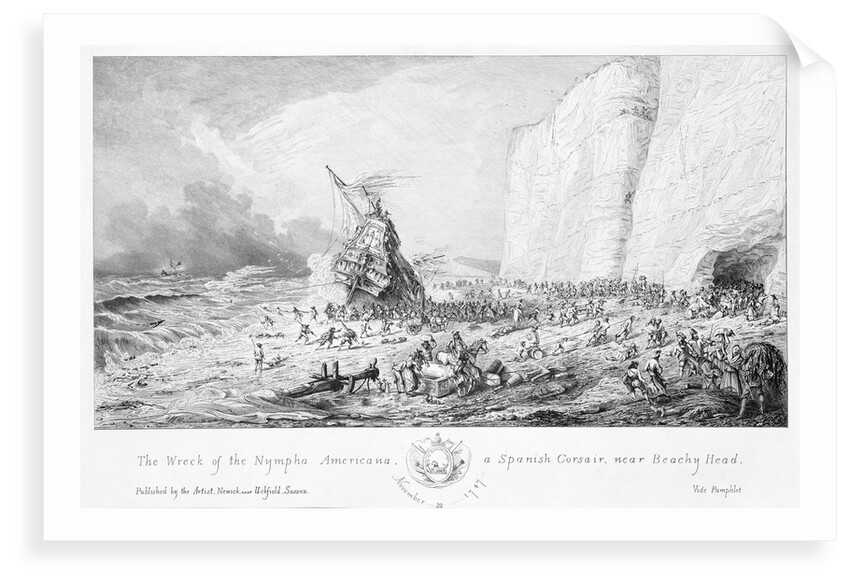 The wreck of the 'Nympha Americana', a Spanish corsair, near Beachy Head, 29 November 1747 by Newick